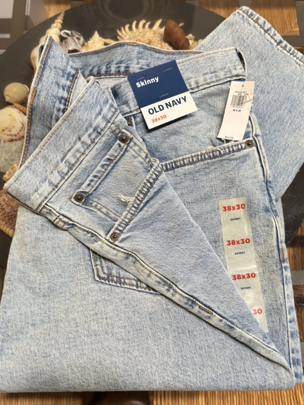 $45 OLD NAVY MENS SKINNY 38X30 LIGHT WASH STRETCH DENIM JEAN NWT